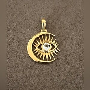 Awe Inspired Celestial Eye & Moon Charm 925, 14K Yellow Gold Vermeil